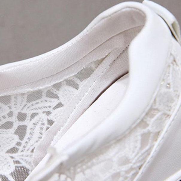 Dames Zomer Mesh Kant Schoenen Dikke Zolen Wedge Instappers Sneakers Vrouwelijk Grote Maat Hol Uit Casual Ademende Schoenen