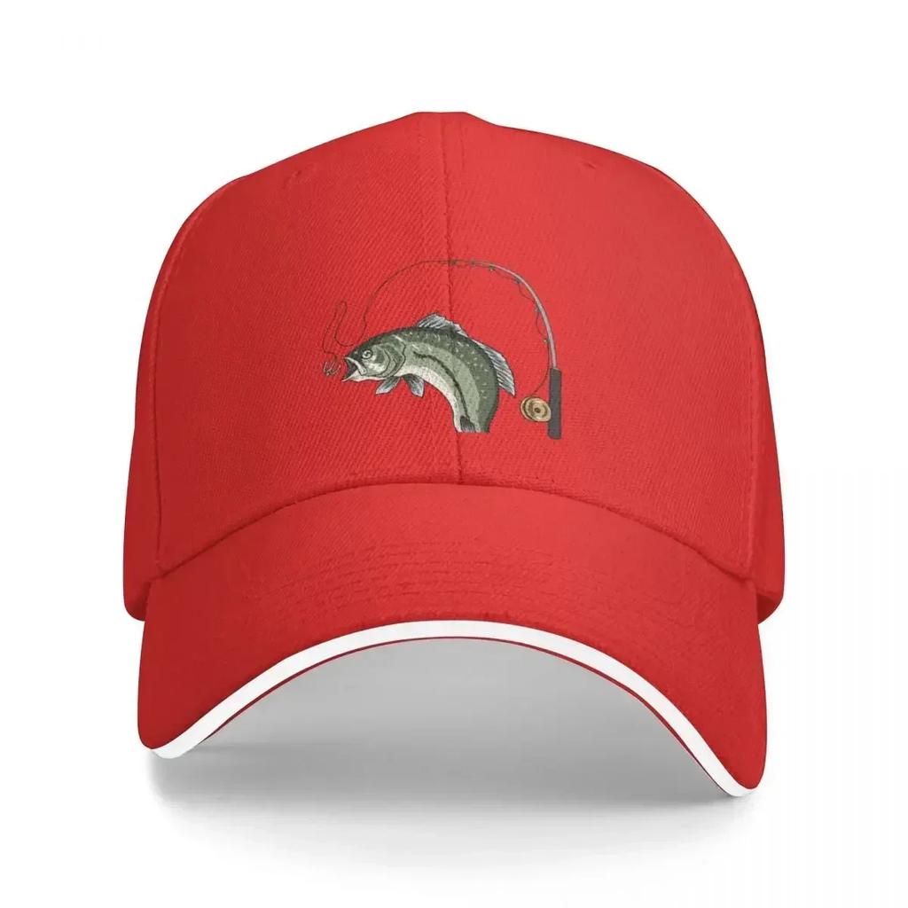 Fish with Rod and Reel Gone FishingCap Baseball Cap streetwear Rugby Unisex cap Womens