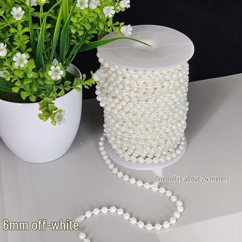 DIY Floral Embellishment Linked Bead Chain, 4-14mm Anti-pearl Jewelry Accessories for Wedding Decor