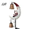 Unique Moon Shape Courtyard Decor Solar Christmas Santa Claus Garden Stake Light Waterproof Crescent Hollow Snowflake Star Lawn Ornament LED Pathway