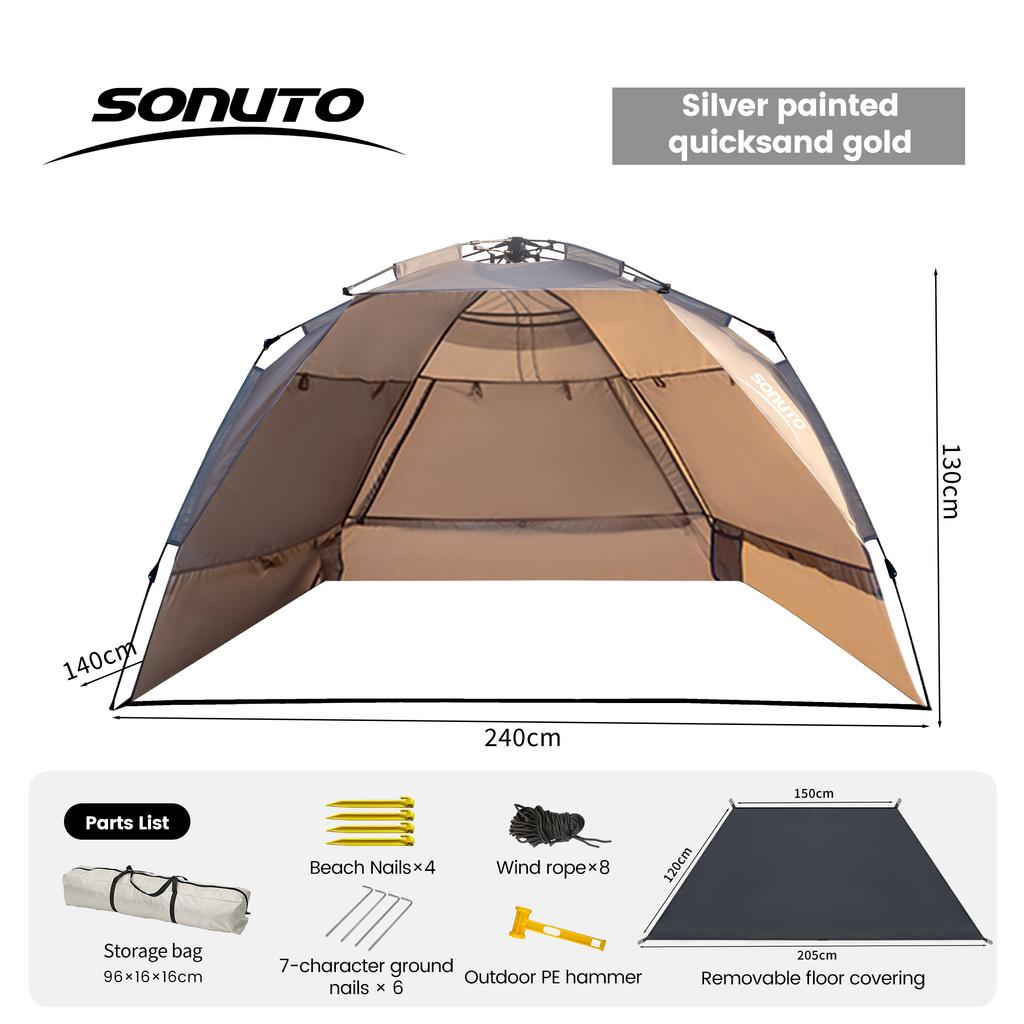 Sonuto Outdoor 3-4P One-Touch Campingtent Snel Automatisch Openend Strand Vis Tent Familie Reizen Picknick Park Anti-UV Schaduw