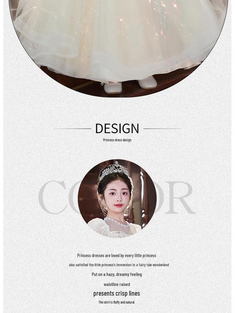 Girls' High-End Princess Dress for Flower Girl or Birthday & Piano Performance
