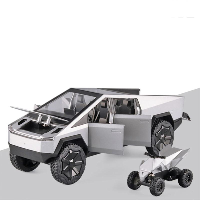 1:24 Tesla Cybertruck Truck Alloy Toy Car Model Diecasts Vehicles Pickup Motorcycle Car Decoration Kid Boys Toys Christmas