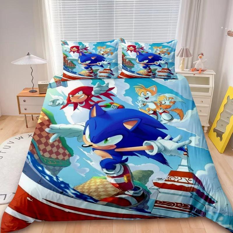 Sonic Duvet Cover Sonic Kids Cool Bedding Set Comforter Cover Set for Bedroom Decor Queen King Full Size single double bed