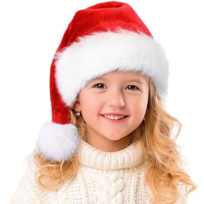 Plush Christmas Hat For Kids Thicken Warm Santa Claus Xmas Hats Baby Cap Merry Christmas New Year Festival Party Decoration
