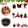 Christmas Tree Hanging Decorations Flocked Ornaments with Gold Edging, Retro Red Velvet Holiday Festive Atmosphere Decor Decoration, Elk Gingerbread