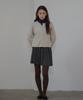 Button Pleats Wool Mini Skirt (Charcoal)