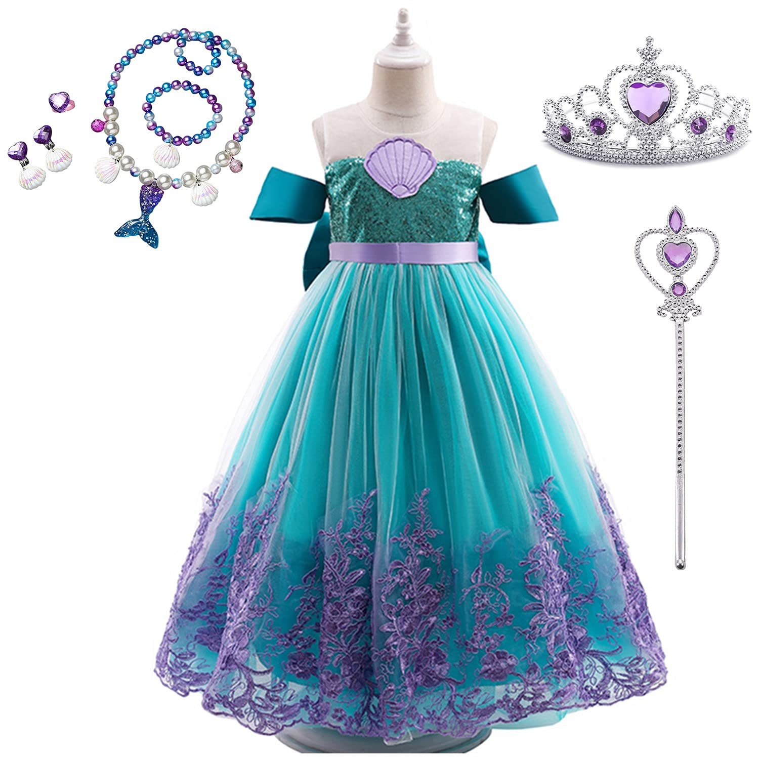 

Ariel Cosplay Child Mermaid Princess Dress Ariel Princess Dress Mermaid Costume Cosplay One Piece Girls Princess Style Kids Costume Children Girls