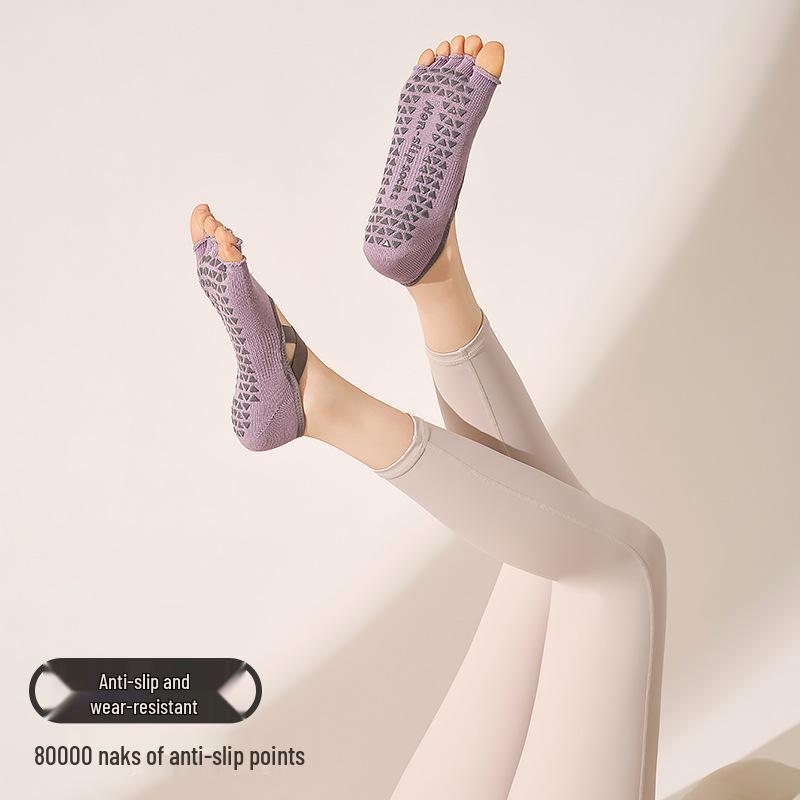 

Women s Non-Slip Silicone Pilates Yoga Socks with Open-Toe Design and Double Cross Straps for Shock Absorption One Size