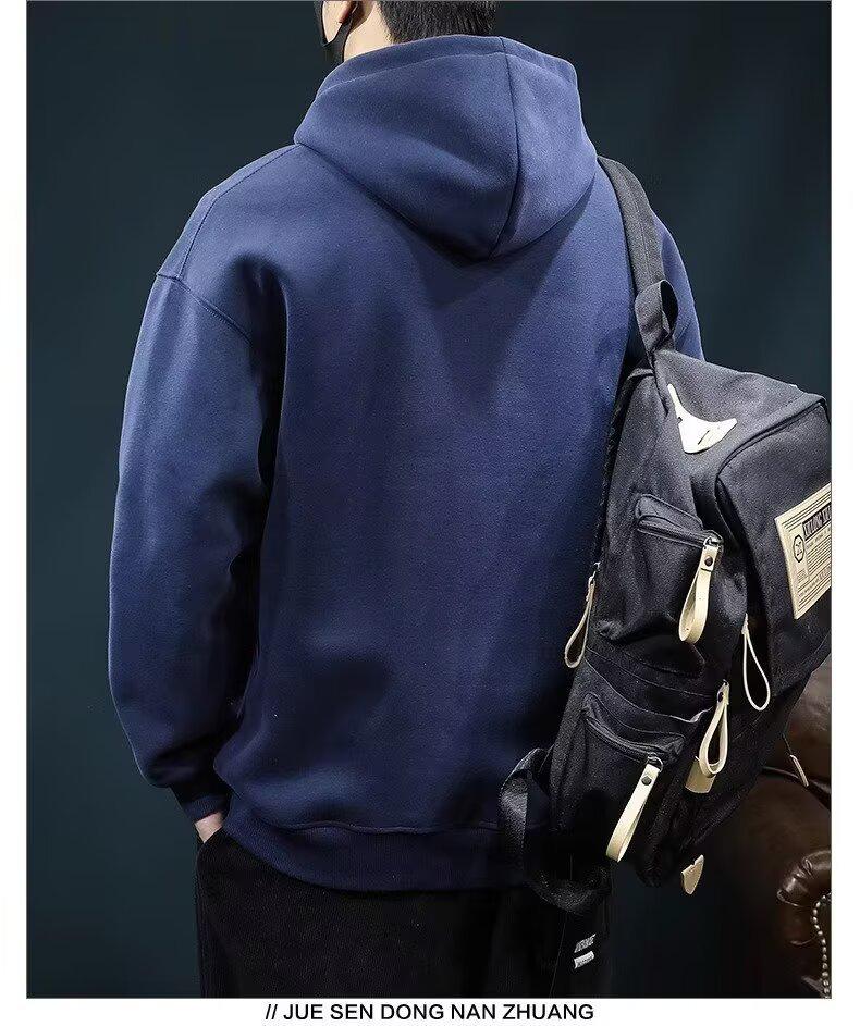 Men's Winter Retro Velvet Hoodie: Loose Fit, Trendy American Style, Long Sleeve Casual Jacket