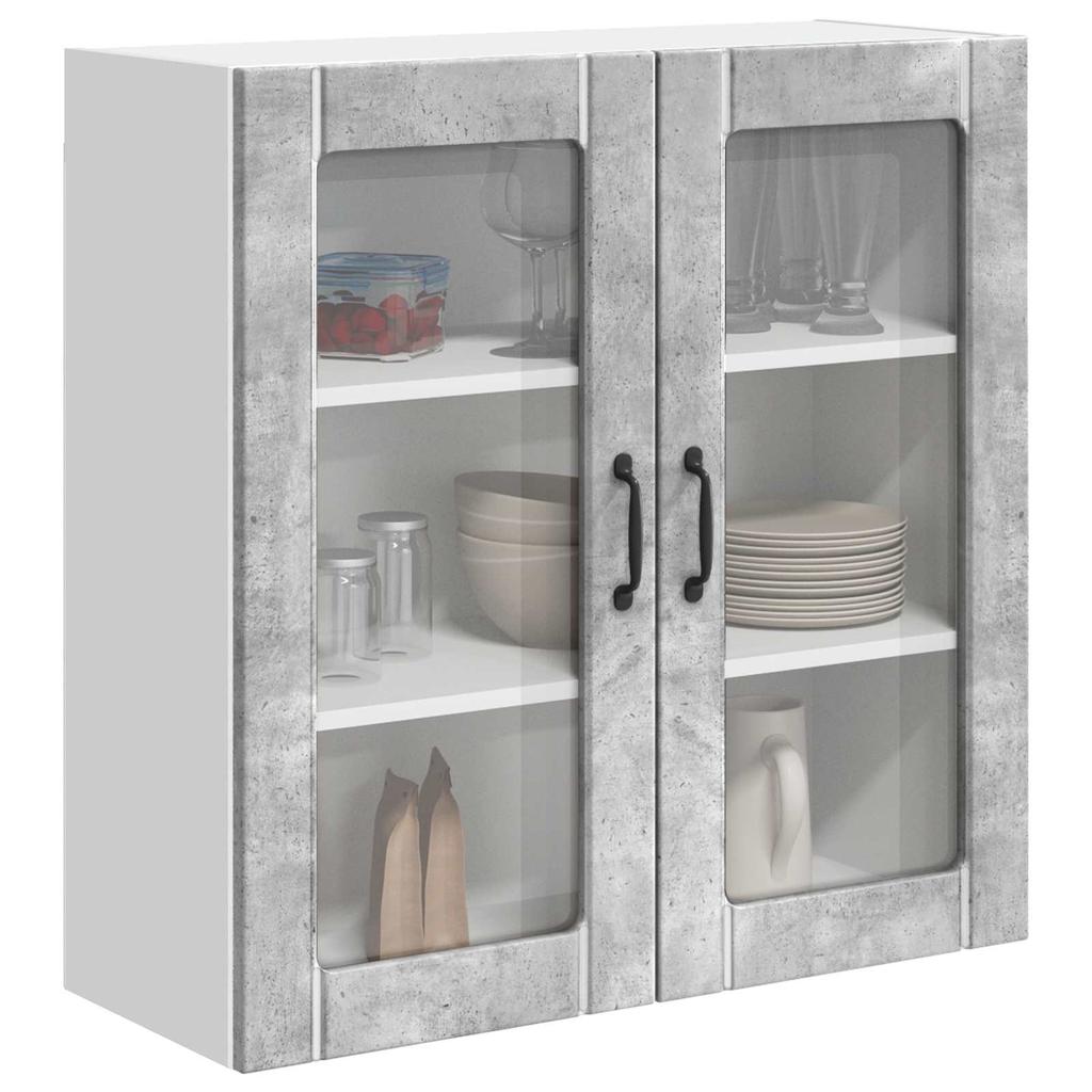 Wall Mounted Glass Cabinet LUCCA Concrete Grey 80 x 31 x 80 cm Particleboard