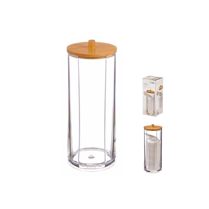 Distributeur De Cotons-tiges En Bambou Avec Couvercle - GENERIQUE - Ballete - Ø7,3cm - 18,5cm