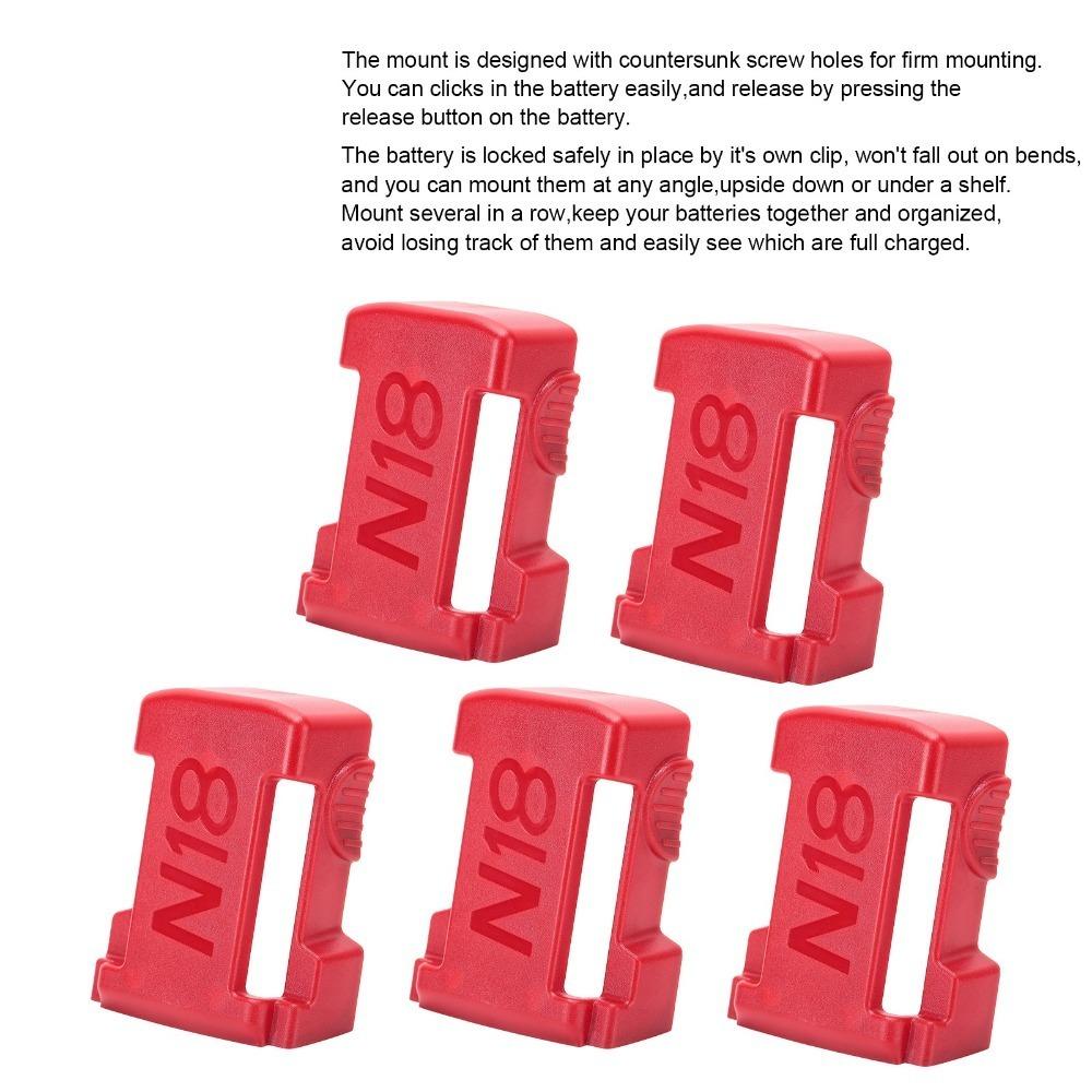 5PCS Release Button Battery Mount for Milwaukee M18 Series Lithium Battery Accessory