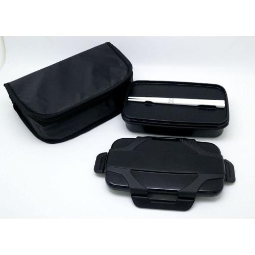 OSK Men's Lockfort Bento Box, 850ml, with Cooler Bag, 4-Point Lock for Secure Airtight Sealing, Dividers, No Gaskets for Easy Cleaning, Silver Ion, Ma