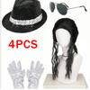 Michael Jackson Cosplay Costume Accessories Suit Retro Rock Party Outfit Disco Carnival Halloween And Stage Performance Wig Hats