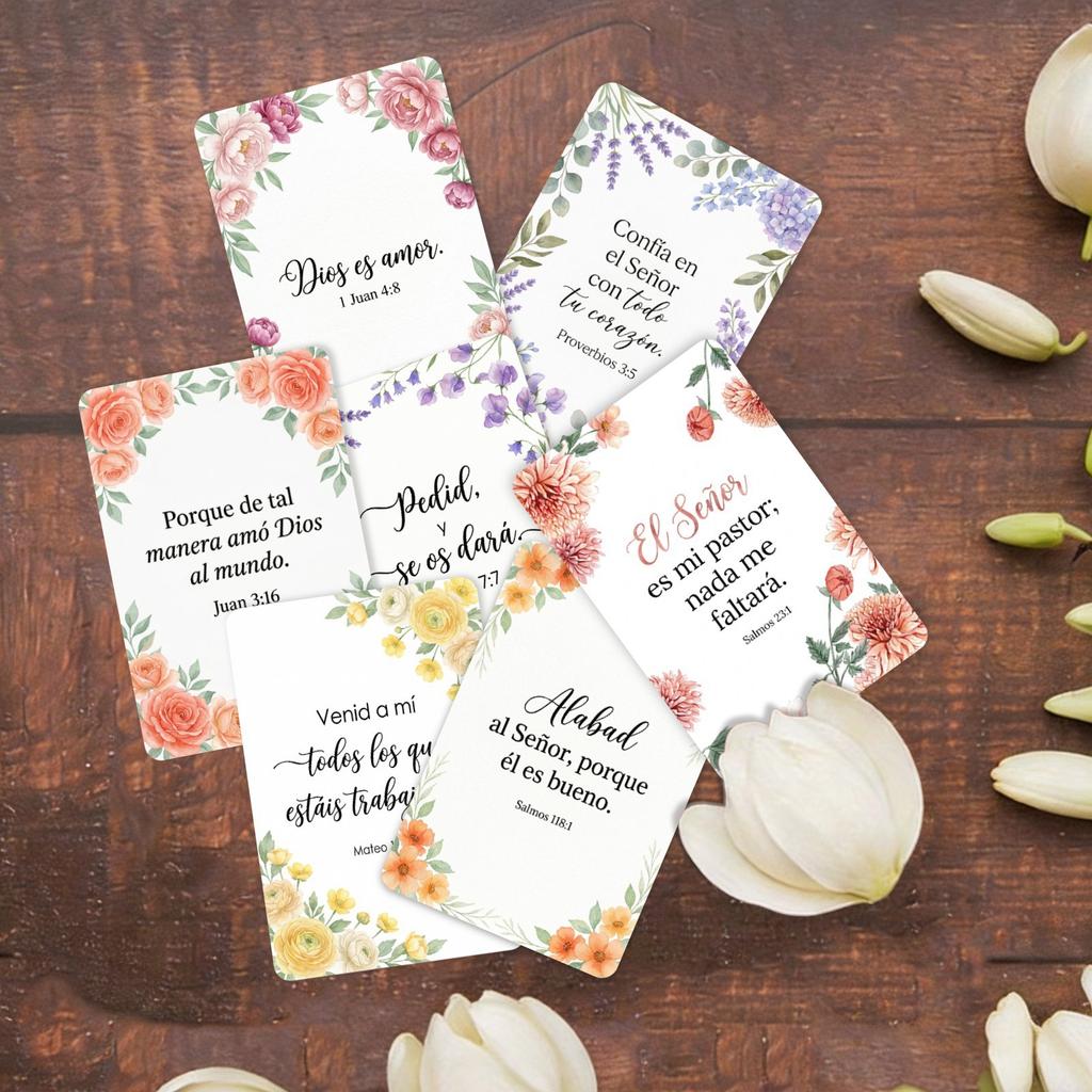 36 Spanish Scripture Cards Watercolor Flower Blessing Cards Hand Account Decorative Tabletop Ornament Cards