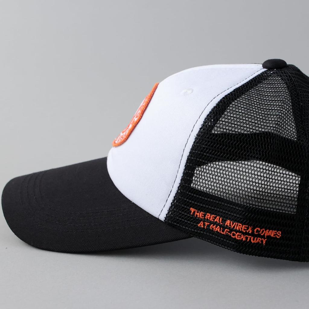 Avirex Mesh Military American Casual Summer Baseball Varsity White 6-Panel Cap, Low-Profile Cap, Embroidered, Men's MA-1 Cap,