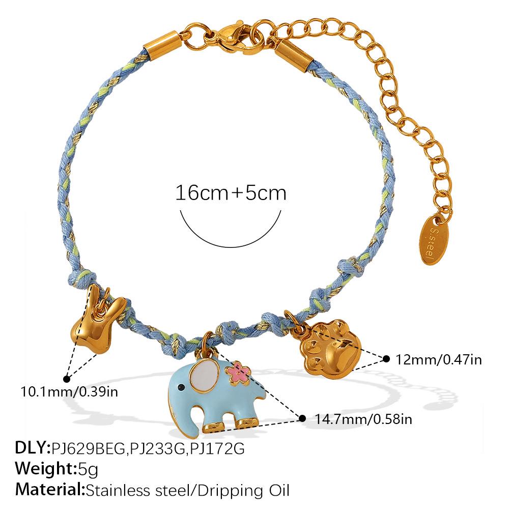 DIY Strandstil Buntes Seil Halsketten- & Armband-Set mit Meeres-Serie Edelstahl-Anhänger