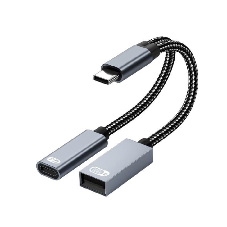 

Multiple Device Type C Splitter Aluminum Adapter with 60W Charging & USB A Port Easy to Carry Adapter for Phone Tablet