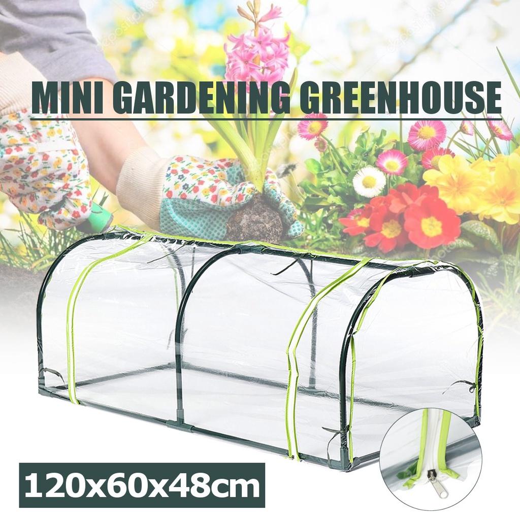 Iron+PE Mini Outdoor Greenhouse Tunnel Flowers Plants Gardening Shelter Winter Rainproof Sun Shade Garden Greenhouses Canopy Kit Awning Random New