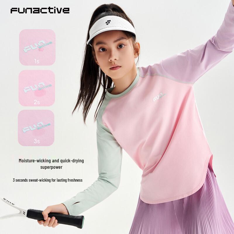 FUN ACTIVE Girl s Cotton-Feel Quick-Dry Color Block Sport Tee 140