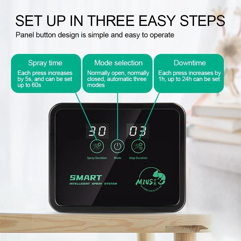 Intelligent Reptile Spray System Automatic Mist Rainforest Sprayer System Kit Sprinkler Control Terrariums Humidifier Electronic