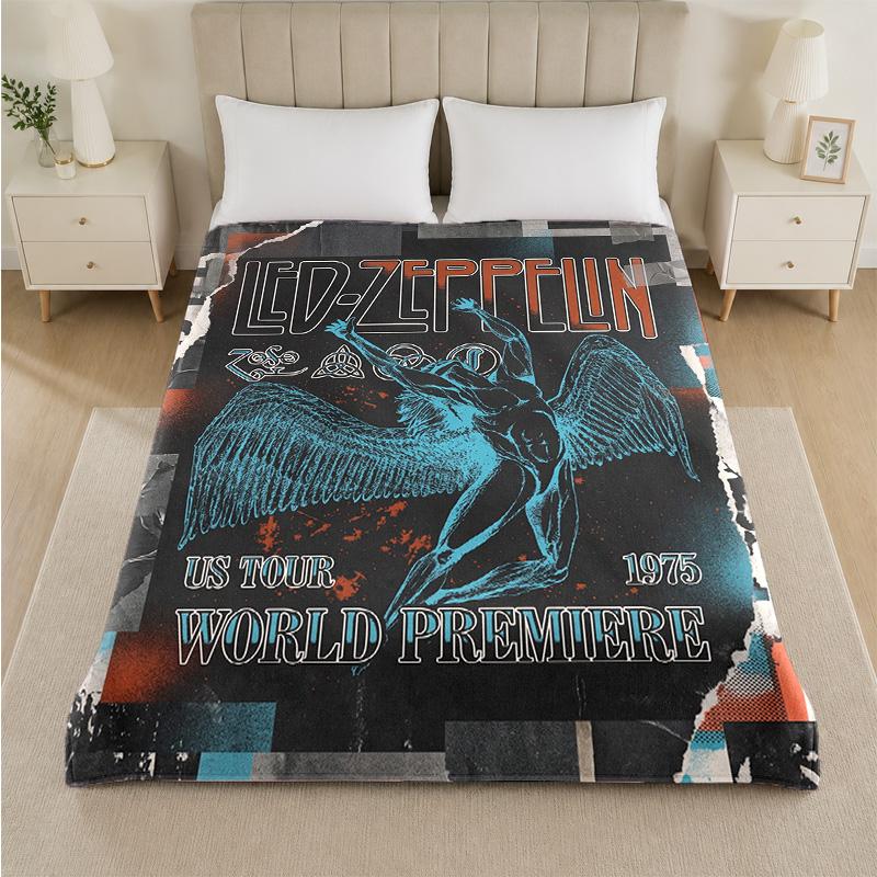 Coperta in Flanella con Stampa Led Zeppelin Morbida e Leggera Coperta Plaid in Peluche per Letto Divano Uso Domestico
