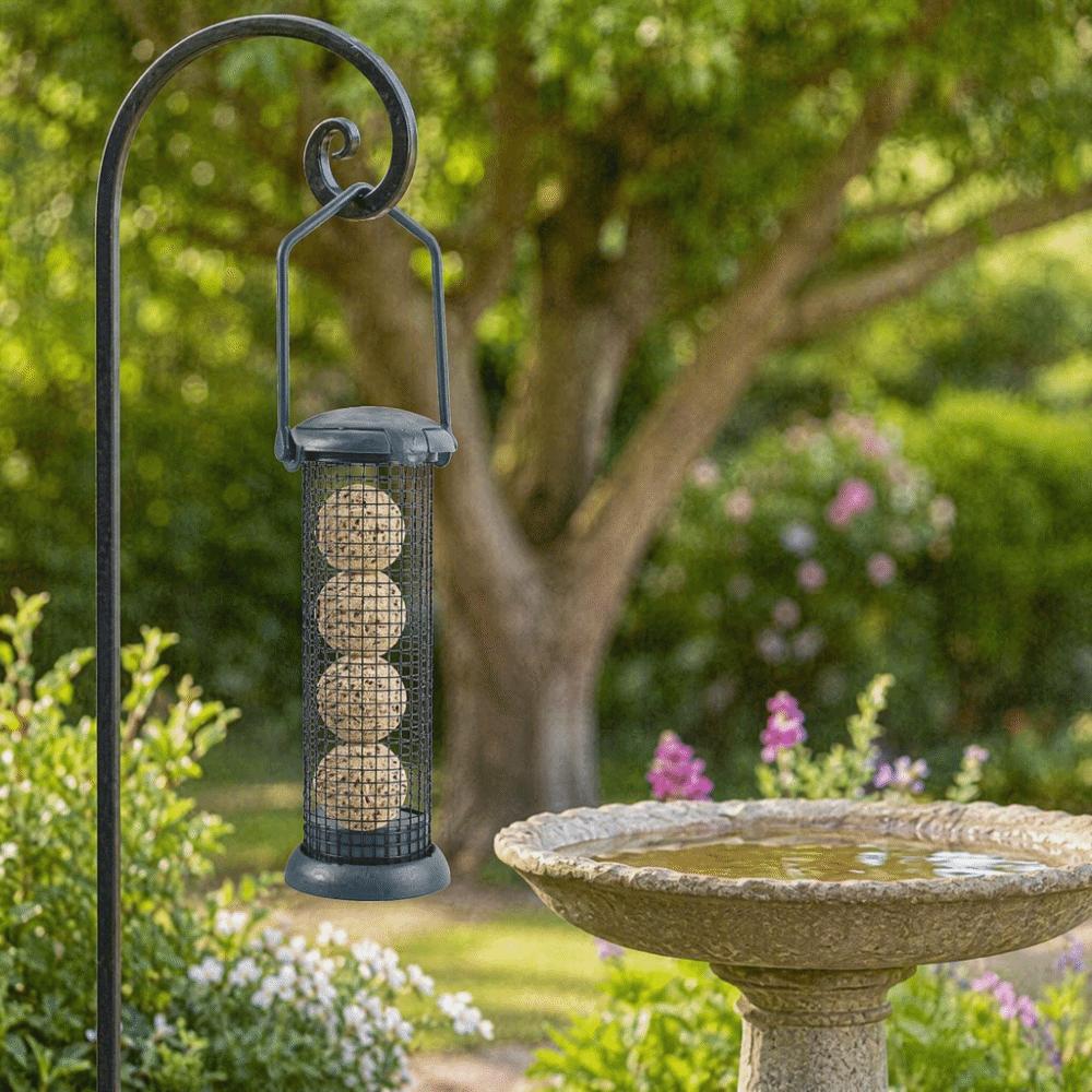 2Pcs Metal Material Hanging Bird Feeder Iron Wild Bird Feeder Sturdy Fat Ball Feeder Terrace Use