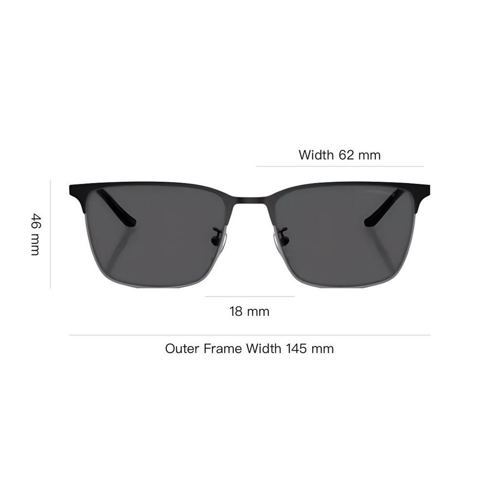 Emporio Armani Full Frame Design Metal Square Sunglasses Men sunglasses Silver EA2164D-30018757