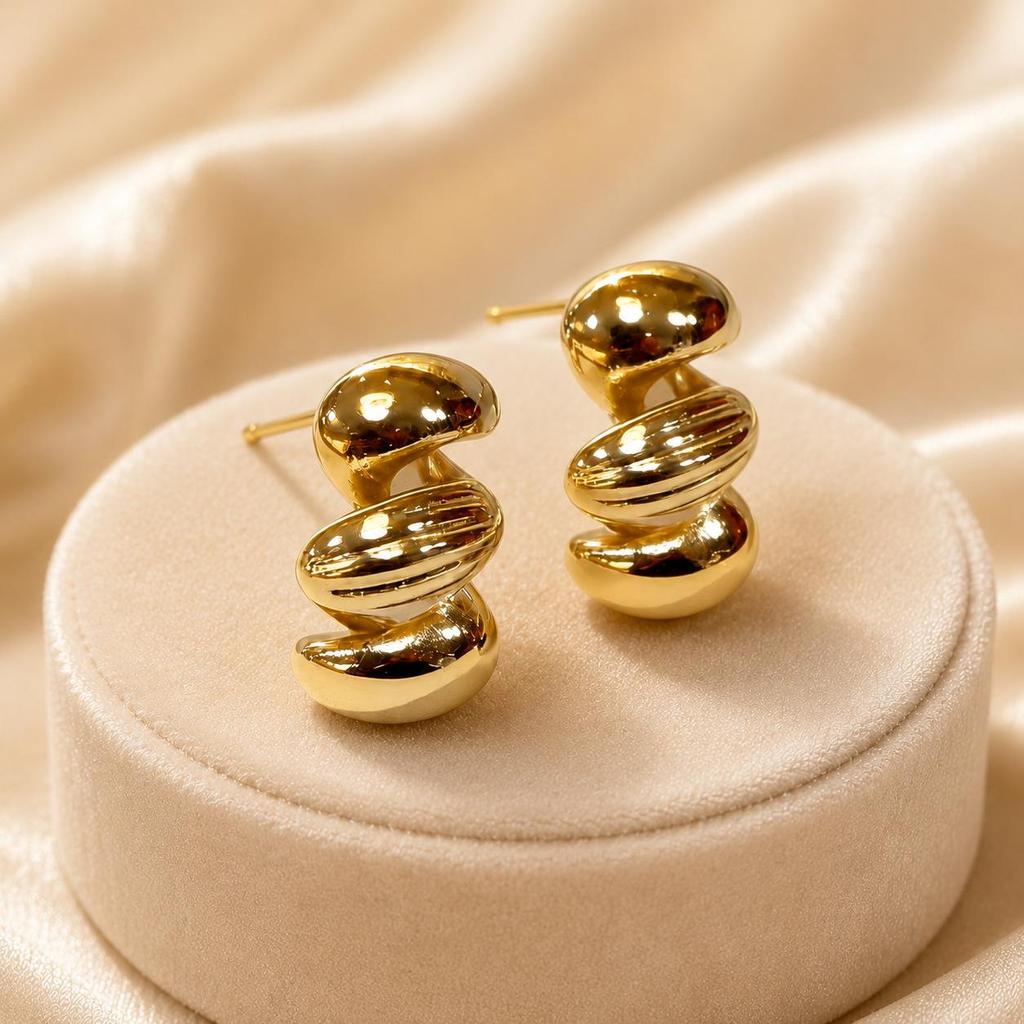 Minimalist Korean Style Irregular Gold Stainless Steel Earrings