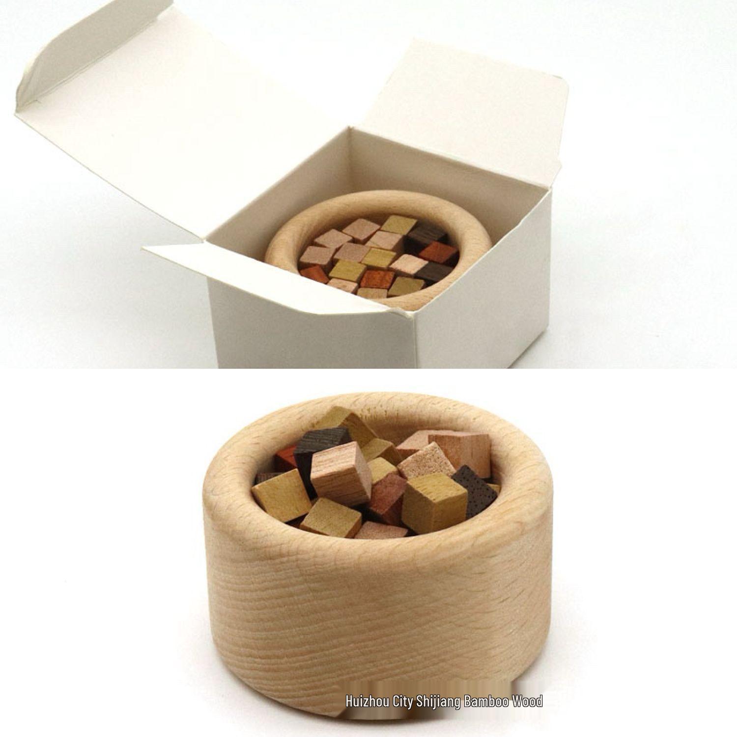 

DIY Crushed Wood Essential Oil Diffuser - Flameless Aroma Decor for Bedroom, Small Square Wood Incense Ornament Diameter 6cm, Height 3.5cm