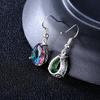 925 Silver Rainbow Color Drop Pear Shape Earrings with Multicolor Stone Jewelry for Women
