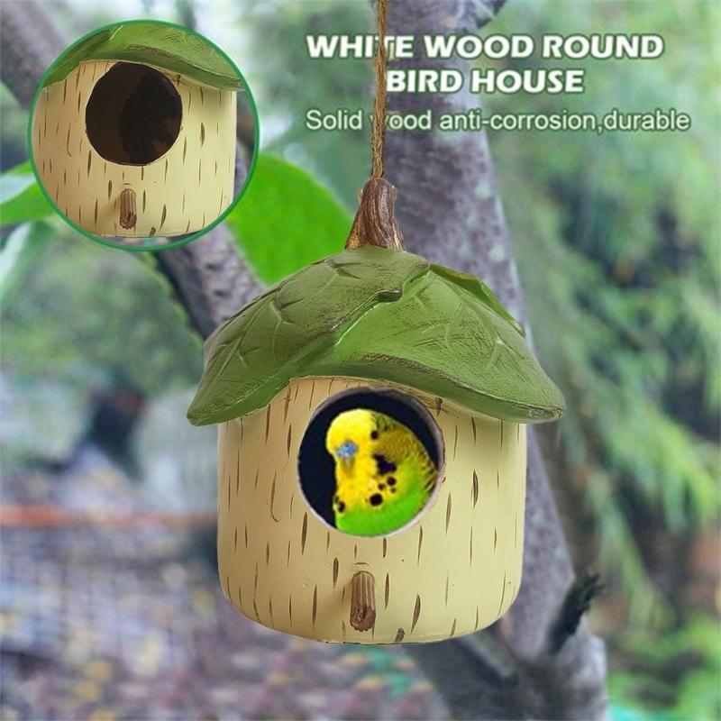 Resins Leaf Bird Nest Box for Garden Balconies Small Bird House Outdoor Hanging Ornament for Wrens Finches Hummingbirds