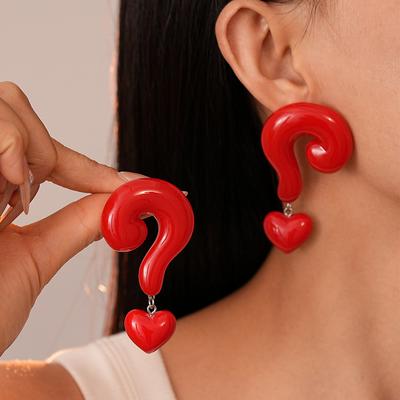 Olie Drup Vraagteken Liefde Zilveren Naald Oorbellen Eenvoudig Temperament High-end Oorbellen voor Vrouwen