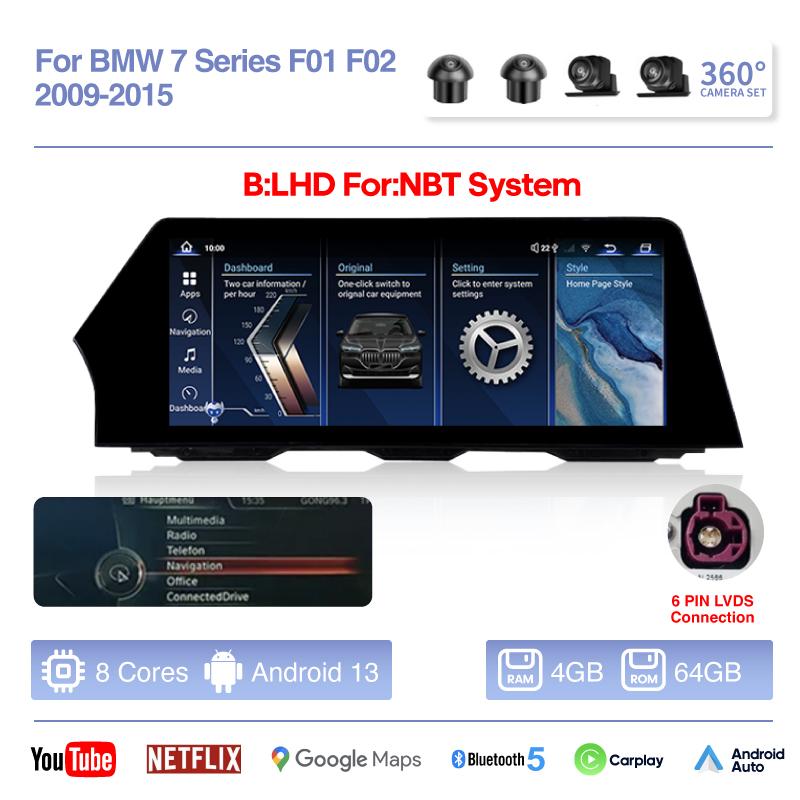 12.3" Car Multimedia Video Player For BMW 7 Series F01 F02 2009-2015 GPS Navigation Original CIC NBT System Carplay 4G 360Camera