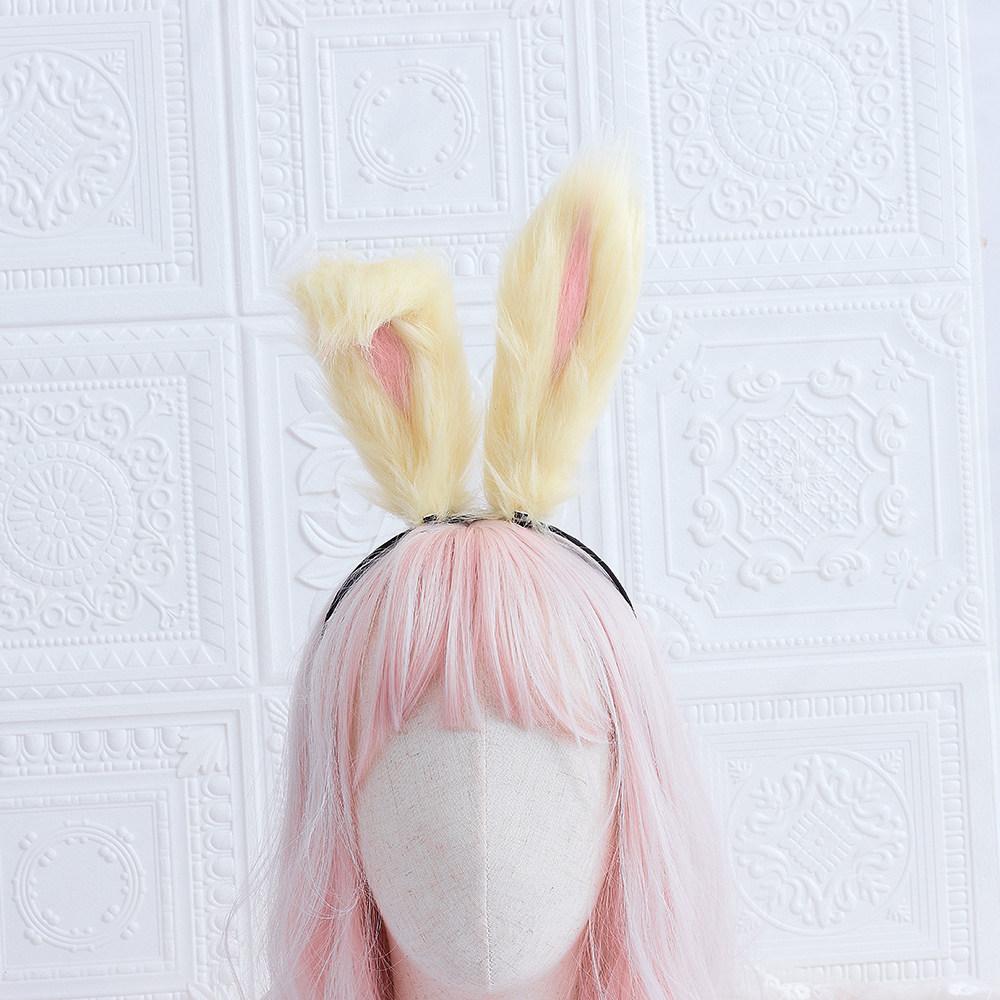 Original Hecho a Mano Lolita Plegable Orejas de Animal Orejas de Conejo KC Accesorios para el Cabello Pasador Diadema Lolita con Peluche