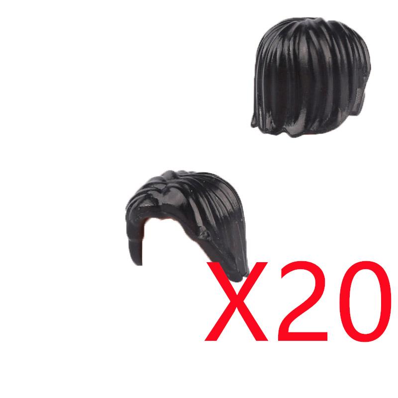 MOC City Building Blocks Figure Body Parts Creative Accessories Long Hair Brown Black Gold Mini Brick Compatible Toy Gift k030