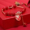 Niche design new exquisite bracelet retro red crystal simple and versatile student creative round bracelet female