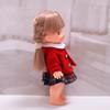 [Clothes Only] 25cm Milu Tang Dynasty Doll Outfit: Red Sweater & Denim Skirt Set