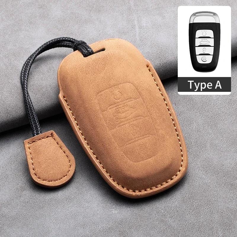 Leather Car Key Case Cover Holder Keychain Shell for FAW Hongqi HS5 H5 H6 H9 HS7 H7 L5 HS3 EH7 HQ9 LS7 EQM5 EHS9 S9 SHS7