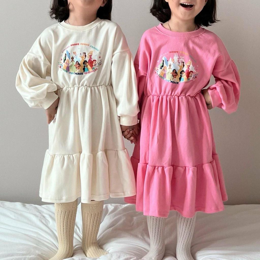 Reine Baumwolle Mädchen Langarm Prinzessinnenkleid - Stylischer Koreanischer Herbstrock