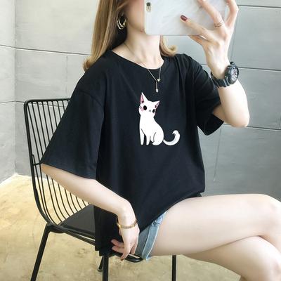 Kurzarm T-shirt Damen Sommer Student Casual Cartoon Bluse Mode Rundhals Damenbekleidung