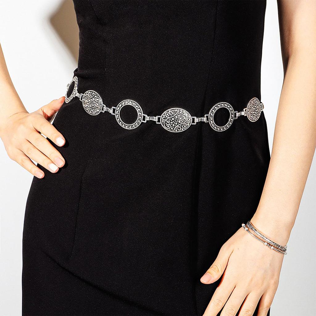 Retro Ethnic Style Round Chain Belt Fashionable And Versatile Women'S Skirt Accessories