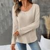 Autumn Winter Round Neck Lace Hollow Out Tee Women Long Sleeve Sexy Backless Pullover Knitting T-shirt Top