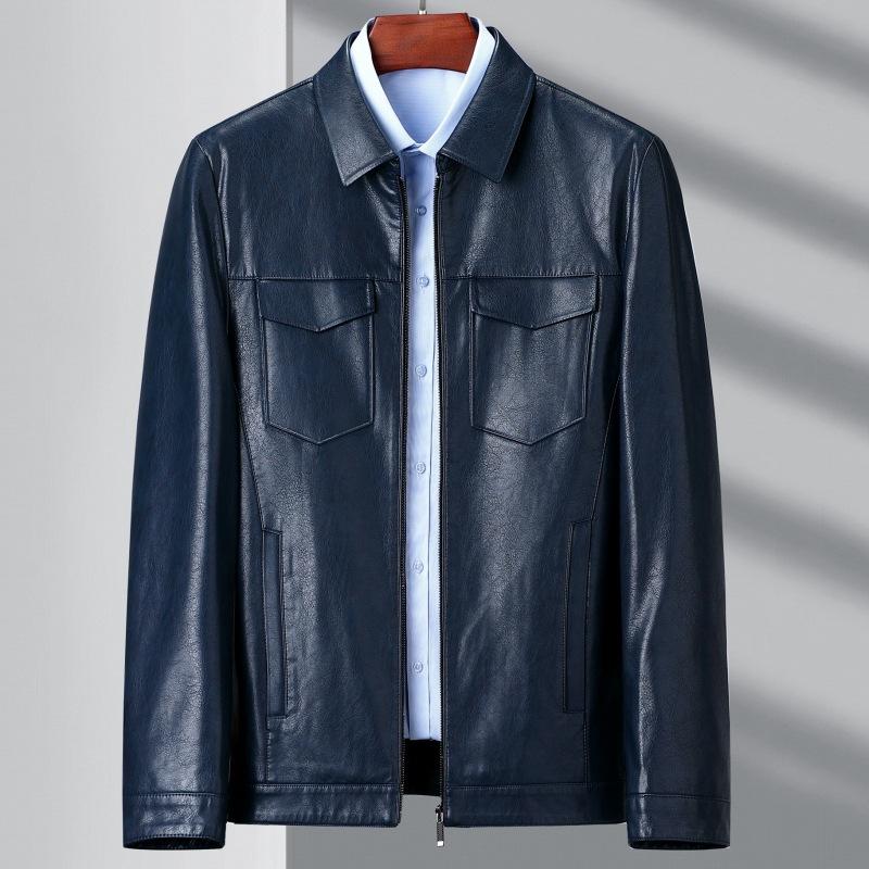 

Imported genuine sheep leather jackets for men, lapel leather jackets for middle-aged and elderly dads, loose spring and autumn coats 195
