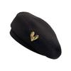 Solid Color Love Beret Thick Octagonal Cap Vintage Painter Hat  Girls