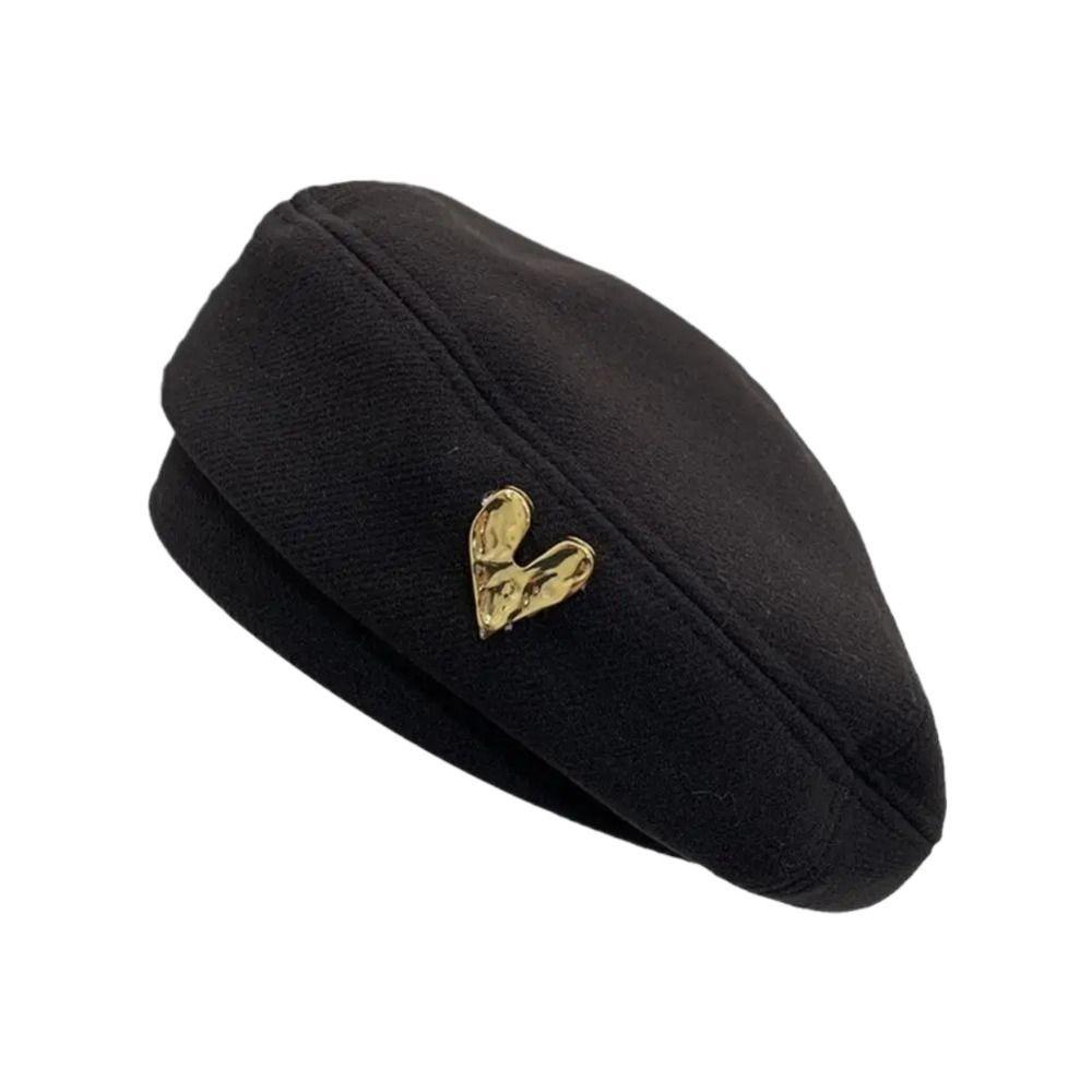Solid Color Love Beret Thick Octagonal Cap Vintage Painter Hat Girls