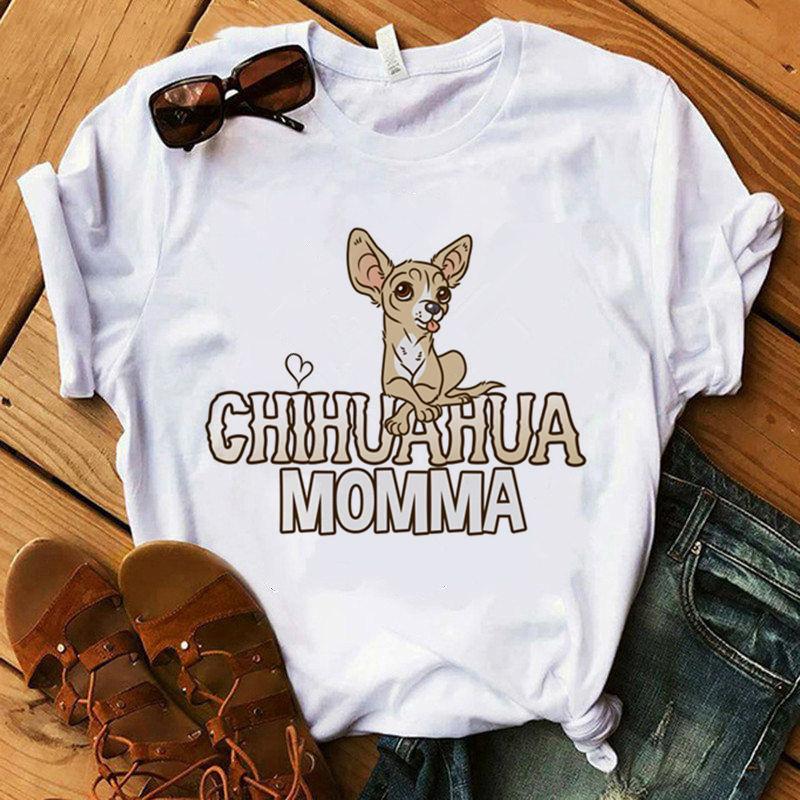 Zogankin Chihuahua Momma Print Dámské tričko Léto Nová móda Tričko Funny Dog Design Krásná dívka Tričko Tričko Femme