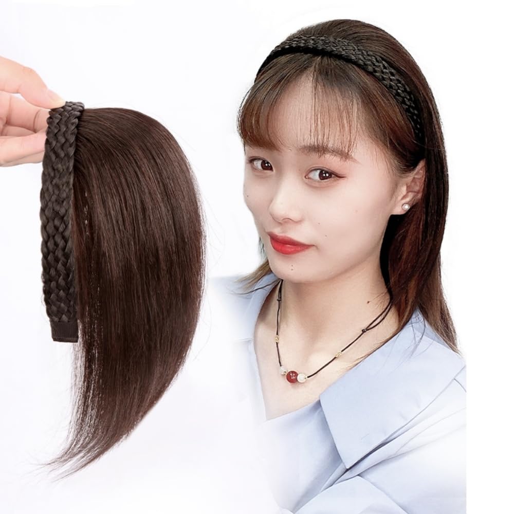QIAOXI Bangs Wig Headband for Women, Partial Wig, Heavy, Braided, Hair Clip, Point Wig, Partial Cover, Hair Accessory, School Festival, Cultural Festi