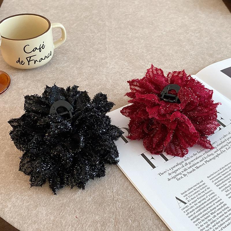 Eleganter Großer Blume Krallenclip Koreanische Mode Funkelnder Hai Haarclip Haarspangen Mädchen Haarklammer Party Kopfschmuck Damen Haaraccessoires